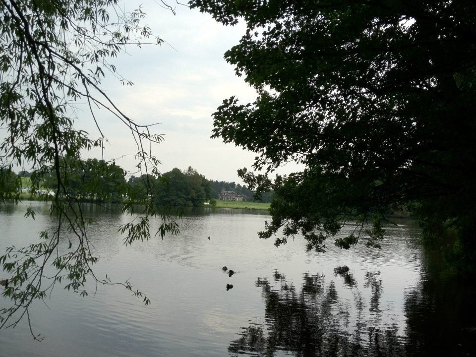 Photograph of Locko Hall viewed from across the lake