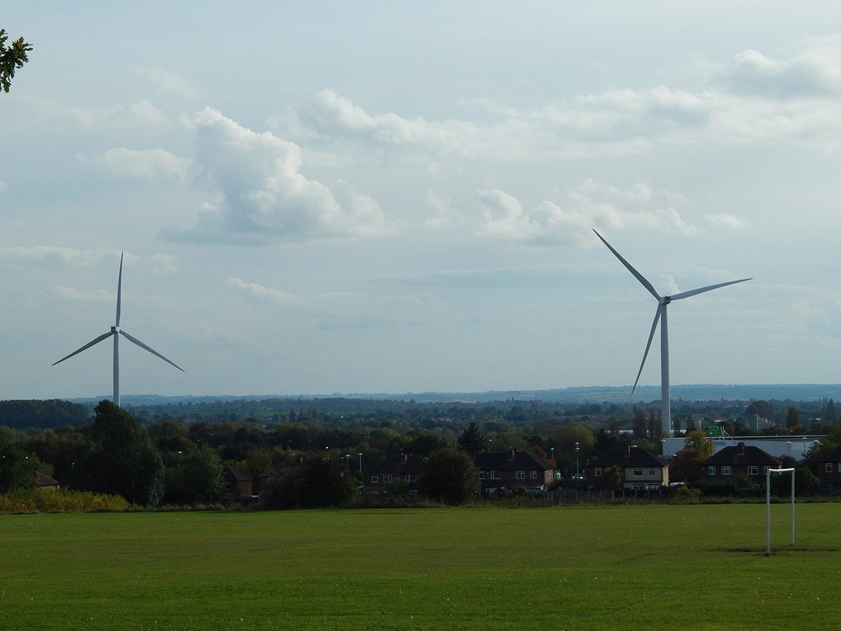 Photograph of Turbines viewed from West Park fields